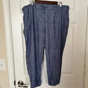 Old Navy Chambray Pull On Linen Ankle Pant Size XL